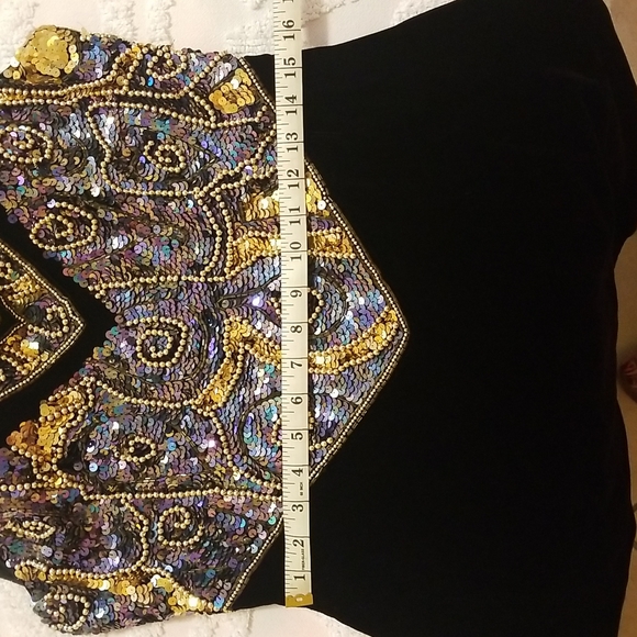 Black Velvet Evening Wedding Formal Prom Knee Length Dress Size 14 - Picture 5 of 7